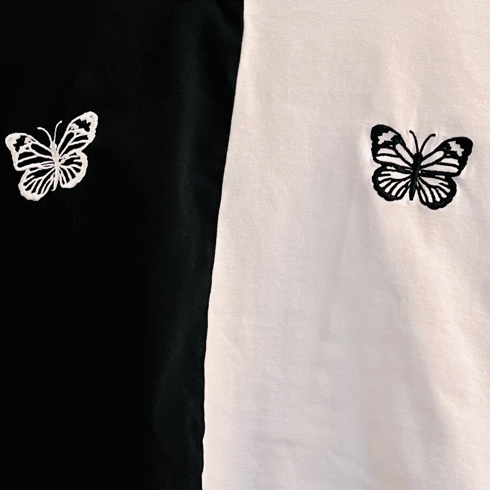 ♥️SOLD♥️SHEIN Girls Two Tone Butterfly Embroidery Top & Grid Pants Set - Picture 11 of 12